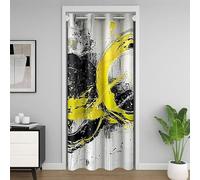 Homemissing Black, Gray and Yellow Abstract Art Door Curtain for Doorway Privacy,86x203cm 1 Panel,Geometry Closet Cover,Modern Art Room Divider Curtain,Abstract Bedroom Living Room Fashion
