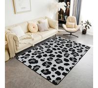 Homemissing Black Gray Leopard Print Area Rug 100 * 150cm Animal Print Living Room Rugs for Kids Boys Girls Bedroom Safari Decor Carpet with Non-Slip Backing Cheetah Indoor Floor Mat Soft Polyester