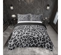 Homemissing Black Grey Leopard Duvet Cover Set Double Size For Kids Boys Girls Teens Cheetah Bedding Set Animal Print Duvet Cover with 2 Pillowcases Grey Leopard Print Bedding