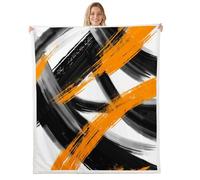 Homemissing Black Orange Fleece Throw Blanket Baby 30x40Inch Abstract Geometric Sherpa Blanket Plush Fuzzy for Boys Girls Modern Minimalist for Bed Couch Chair Living Room Lightweight Microfiber