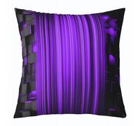 Homemissing Black Purple Throw Pillow Covers 1 Pcs Geometric Square Cushion Covers Modern Abstract Art Pillow Case Luxury Cushion Case for Couch Sofa Strip Lines Bedroom Decor 60x60cm