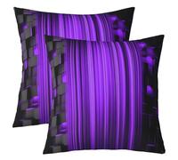Homemissing Black Purple Throw Pillow Covers Set of 2 Geometric Square Cushion Covers Modern Abstract Art Pillow Case Luxury Cushion Case for Couch Sofa Strip Lines Bedroom Decor 60x60cm