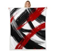 Homemissing Black Red Fleece Throw Blanket Baby 30x40Inch Abstract Geometric Sherpa Blanket Plush Fuzzy for Boys Girls Modern Minimalist for Bed Couch Chair Living Room Lightweight Microfiber