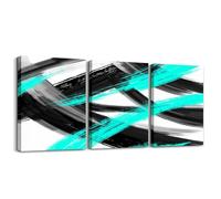 Homemissing Black Teal Canvas Wall Art for Living Room Bedroom Abstract Geometric Picture Wall Decor for Home Decor Bathroom Modern Minimalist Office Decorations Artwork Posters