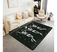 Homemissing Black White Gothic Living Room Rugs for Bedroom 150x200cm Kids Goth Skull Decor Carpet for Boys Girls Teens Skeleton Happy Halloween Galaxy Moon Area Rug Indoor Floor Mat Room Decor