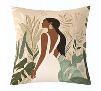 Homemissing Black Woman Throw Pillow Covers 1 Pcs African American Square Cushion Covers Boho Pillow Case Cushion Case for Couch Sofa Bedroom Decor 45x45cm