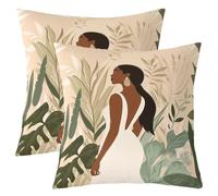 Homemissing Black Woman Throw Pillow Covers Set of 2 African American Square Cushion Covers Boho Pillow Case Cushion Case for Couch Sofa Bedroom Decor 60x60cm