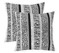 Homemissing Black Zebra Cheetah Print Pillow Covers 55x55cm, Silver Leopard Square Cushion Covers Set of 2,for Boys Girls Glitter Print Throw Pillow Covers Geometric Striped Cushion Covers for Sofa