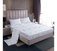 Homemissing Blossom Flowers 4 Pieces Sheet with 16 Inch Deep Pockets Double Size Daisy Bedding for Kids Boys Girls Decor Floral Botanical Bed Sheets Set Soft Microfiber Blue Gray Bedroom Decor
