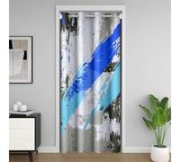Homemissing Blue Abstract Door Curtain for Doorway Privacy 86x203cm Modern Art Geometric Closet Cover Minimalist 30%-50% Room Darkening Blackout Insulated Thermal,Microfiber