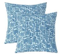 Homemissing Blue and Beige Throw Pillow Covers Set of 2 Brushstroke Print Square Cushion Covers Modern Abstract Pillow Case Geometric Cushion Case for Couch Sofa Bedroom Decor 55x55cm