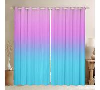 Homemissing Blue and Pink Ombre Curtains for Bedroom Living Room Girls Rainbow 30%-50% Blackout Curtains for Kids Colorful Window Drapes Gradient Strle Window Treatments W46*L54