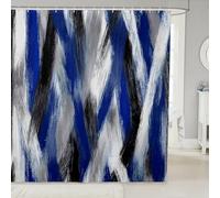 Homemissing Blue Black Abstract Shower Curtains Blue Striped Bath Curtain Geometric Stripes Bathroom Accessories Modern Aesthetic Art Waterproof Polyester Fabric for Stalls Bathtubs 150x180cm
