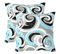 Homemissing Blue Black Throw Pillow Covers Set of 2 Abstract Art Square Cushion Covers Geometric Pillow Case Modern Art Cushion Case for Couch Sofa Bedroom Decor 50x50cm