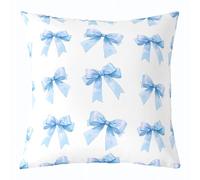 Homemissing Blue Bow Throw Pillow Covers 1 Pcs Cute Bowknot Decorative Pillowcase Princess Decor Cushion Covers for Sofa Couch Bed Kawaii Cushion Case Home Decor 55x55cm