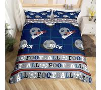 Homemissing Blue Football Duvet Cover Set Cot Size For Kids Teens Boys Football Sports Bedding Set Soccer Ball Game Duvet Cover with 1 Pillowcase Rugby Sports Bedding