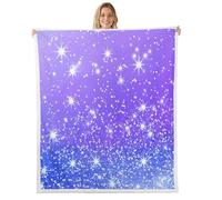 Homemissing Blue Glitter Galaxy Fleece Throw Blanket Rainbow Sherpa Blanket for Kids Women Men Plush Fuzzy Ombre Pastel Baby 30x40Inch Colorful for Bed Couch Chair Living Room Stylish Bedroom Decor