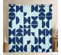 Homemissing Blue Modern Blackout Curtains Boho Abstract Darkening Drapes for Bedroom Decor Geometric Retro Art Thermal Insulated Shades Colorful Unique Pattern Window Treatments, 2 Panels W66*L72