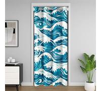 Homemissing Blue Ocean Closet Cover 106x203cm Kids Ocean Wave Room Divider Curtain Cover for Boys Girls Teens Sea World Japanese Wave Nature Scenery Doorway Curtain Privacy 30%-50% Blackout Shades