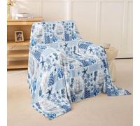 Homemissing Blue Sailboat Couch Cover For 1 Cushion Sofa Nautical Plaid Ocean Anti Slip Sofa Slipcover Sea Adventure 1-piece Couch Protector For Dogs Cats,180x231cm