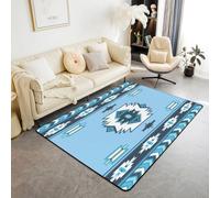 Homemissing Blue Southwestern Aztec Decor Carpet 150x200cm Geometric Vintage Living Room Rugs for Bedroom for Boys Girls Children Geometry Bohemian Boho Tribal Rustic Western Area Rug Indoor Floor Mat