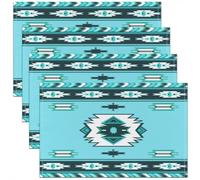 Homemissing Blue Southwestern Aztec Place Mat for Kitchen Dining 45X30cm Geometric Vintage Table Mats for Boys Girls Children Geometry Tribal Rustic Bohemian Boho Western Placemats Set of 4 Room Decor