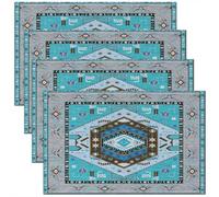 Homemissing Blue Southwestern Aztec Table Mats 45X30cm Geometric Vintage Place Mat for Kitchen Dining for Kids Teens Adults Geometry Tribal Rustic Bohemian Boho Placemats Set of 4 Room Decor