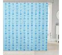 Homemissing Blue Starfish Beach Shower Curtain for Bathroom Decor Ocean Coastal Whale Palm Tree Bath Curtain Summer Sea Creatures Bathroom Accessories Waterproof Polyester Fabric 180x200cm