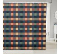 Homemissing Blue Yellow Grey Shower Curtain for Bathroom Decor 150x180cm Kids Buffalo Check Bath Curtain for Boys Girls Teens Geometric Waterproof Polyester Fabric Soft Plaid Abstract