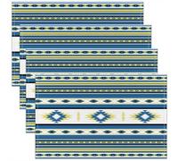 Homemissing Blue Yellow Southwestern Aztec Table Mats 45X30cm Geometric Vintage Place Mat for Kitchen Dining for Kids Teens Adults Geometry Bohemian Boho Tribal Rustic Placemats Set of 4 Room Decor