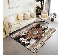 Homemissing Boho Area Rug 100x150cm for Bedroom Cow Fur Print Living Room Rugs Soft Non-slip Southwest Native American Design Decor Carpet Western Farm Animal Skin Indoor Floor Mat for Home