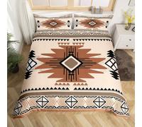 Homemissing Boho Bedding Set King Size Southwest Native American Design Comforter Cover Southwestern Geometric Duvet Cover Western Decor Bedspread Cover Beige Brown