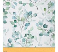 Homemissing Boho Fabric by The Yard Green/White Eucalyptus Leaf Floral Upholstery Fabric for Sewing Crafting Garden Waterproof Indoor Outdoor Decor for Home DIY Projects 3 Yards (L276*W150cm)