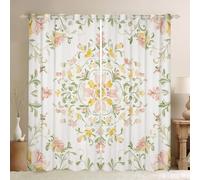 Homemissing Boho Mandala Blackout Curtains 30%-50% Bohemian Style Darkening Drapes for Bedroom Living Room Floral Botanical Thermal Insulated Shades Medallion Window Treatments, 2 Panels W66*L90