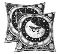 Homemissing Boho Moth Pillow Covers for Home Sofa Bed Couch Bohemian Moon Sun Galaxy Throw Pillow Covers for Kids Boys Girls Boho Mandala Cushion Covers Moon Galaxy Quilt Cover, 45x45cm Set of 2