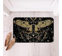 Homemissing Boho Moth Soft Fleece Door Carpet Gothic Skull Polyester Bath Rug for Kids Boys Girls Bohemian Moon Star Non Slip Bath Mat Moth Skull Bathroom Floor Indoor Doormat,20x32 Inch