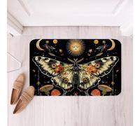 Homemissing Boho Moth Soft Fleece Door Carpet Gothic Skull Polyester Bath Rug for Kids Boys Girls Bohemian Moon Non Slip Bath Mat Starry Sky Bathroom Floor Indoor Doormat,16x24 Inch