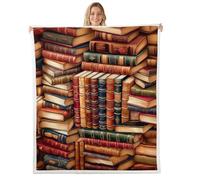 Homemissing Bookshelf Sherpa Throw Blanket for Couch Library Book Super Soft Cozy Fleece Academics Blanket for Winter, Plush Throw Baby 30x40Inch All Season
