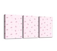 Homemissing Bow 3 Piece Canvas Wall Art 40X30cm For Living Room Bedroom Decor Cute Coquette Bowknot Pink Wall Decorations Love Heart Bow RibbonArtwork Posters