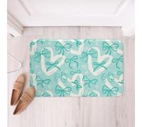 Homemissing Bow Bathroom Rugs Cute Bowknot Bath Mats Kawaii Bathroom Accessories Heat Love Print Floor Doormats 16x24Inch Blue White Soft Microfiber