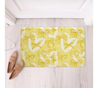 Homemissing Bow Bathroom Rugs Microfiber 16x24Inch Cute Bowknot Bath Mats Non-Slip Kawaii Bathroom Accessories Heat Love Print Floor Doormats Yellow Soft Door Mat