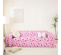 Homemissing Bow Couch Covers Cute Bowknot Pet Friendly Sofa Cover Kawaii Strawberry Sectional Sofa Slipcovers Heat Love Print Love Seat L Shape Couch Slipcover, 180x259cm Pink