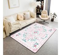 Homemissing Bow Floral Area Rug 150 * 200cm for Bedroom Coquette Bows Living Room Rugs Soft Non-slip Cute Bowknot Decor Carpet Botanical Indoor Floor Mat Pink Green Red for Home, Dining Room