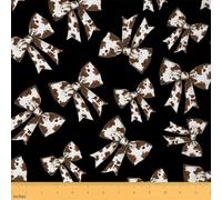 Homemissing Bowknot Leopard Fabric by The Yard Bow Upholstery Fabric Dreamy Princess Style Indoor Outdoor Decor for DIY Sewing Craft Projects Kawaii 2 Yards (L184*W150cm)