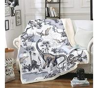 Homemissing Boys Blanket Dinosaur Fleece Throw Blanket for Sofa Couch Bed Jungle Dino Pattern Sherpa Blanket Wildlife Style Plush Fuzzy Blanket Wild Animal Single 50x60 Inch