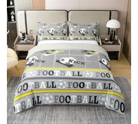 Homemissing Boys Football 100% Cotton Duvet Cover Set Super King Size For Kids Teens Football Sports Bedding Set Soccer Ball Game Duvet Cover with 2 Pillowcases Rugby Sports Bedding