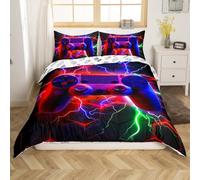 Homemissing Boys Gamer Duvet Cover Set Double Size For Kids Girls Teens Geometry Honeycomb Bedding Set Gradient Game Controller Comforter Cover with 2 Pillowcases Hexagon Grid Art Bed Sets