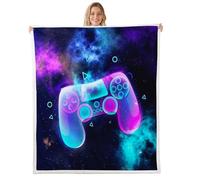 Homemissing Boys Gaming Sherpa Blanket Video Game Fleece Throw Blanket Kids Boys GirlsGamer Controller Plush Blanket Galaxy Geometric Fuzzy Blanket Baby 30x40 Inch