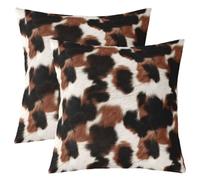 Homemissing Boys Girls Cow Fur Print Throw Pillow Covers Set of 2 60x60cm | Cowhide Decorative Pillowcase Farmhouse Cushion Covers for Sofa Couch Bed Western Farm Animal Skin Cushion Case Home Decor