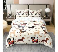 Homemissing Boys Girls Sausage Dog Bedding Set King Size, Dachshund Comforter Cover,No Comforter Puppy Dogs 100% Cotton Duvet Cover Kids Teens Bedroom Decor Bedclothes